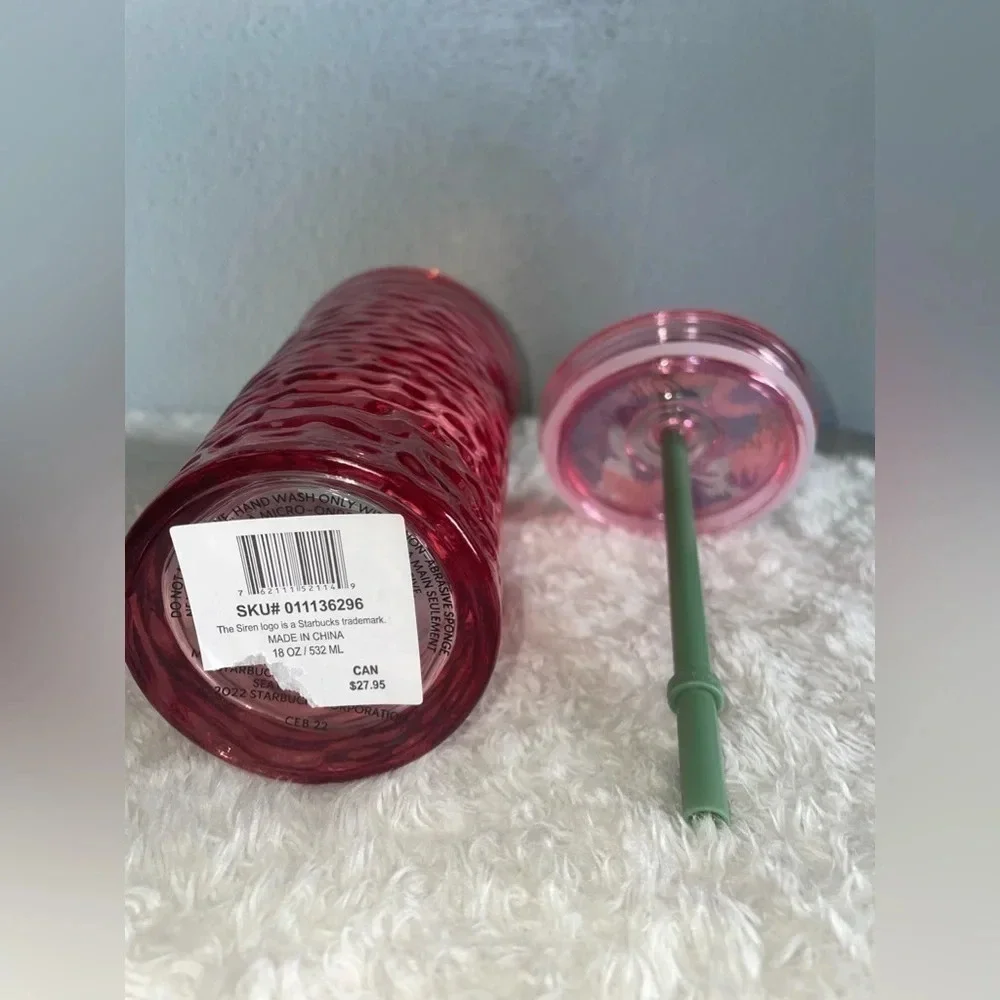 💗Starbucks 2022 Fall ‘Hammered Begonia’ Pink Glass Cold Cup Tumbler - Picture 9 of 9